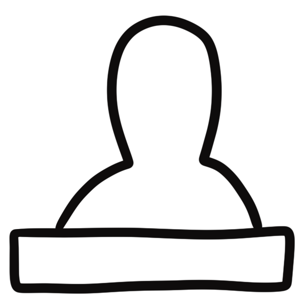 line art of head and shoulders shape above horizontal rectangle